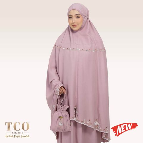01_Telekung TCO Pearl Yasmine Plum Mauve New