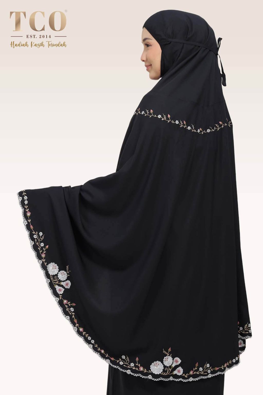 03_Telekung TCO Pearl Yasmine Classic Black