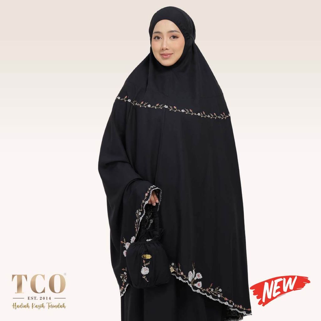 01_Telekung TCO Pearl Yasmine Classic Black New