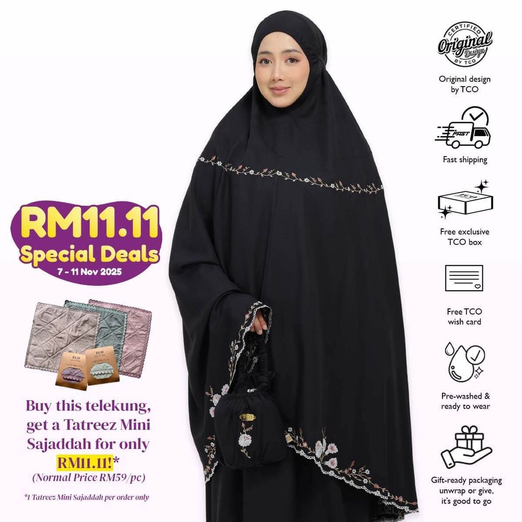 06_Telekung TCO Pearl Yasmine Classic Black