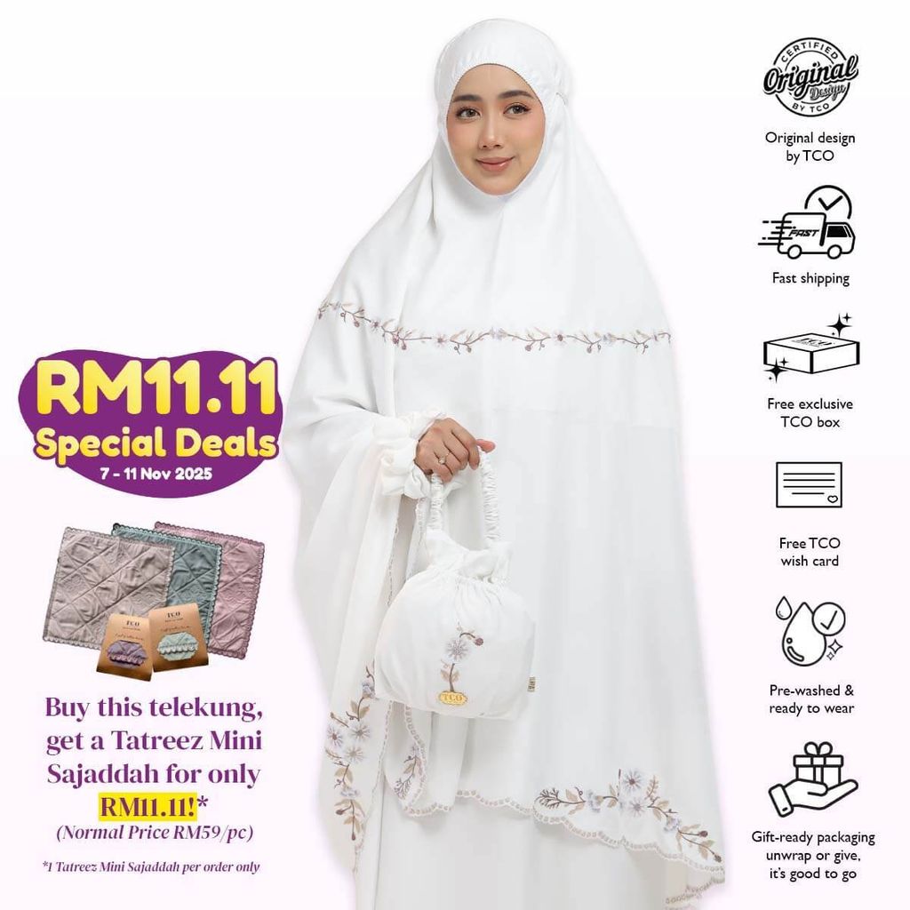 02_Telekung TCO Akira White Muka Getah