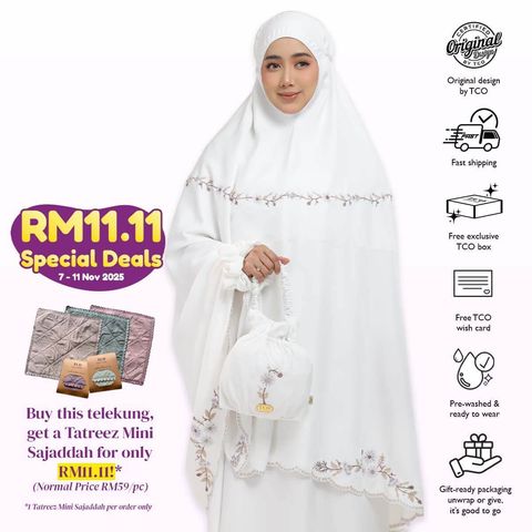 02_Telekung TCO Akira White Muka Getah