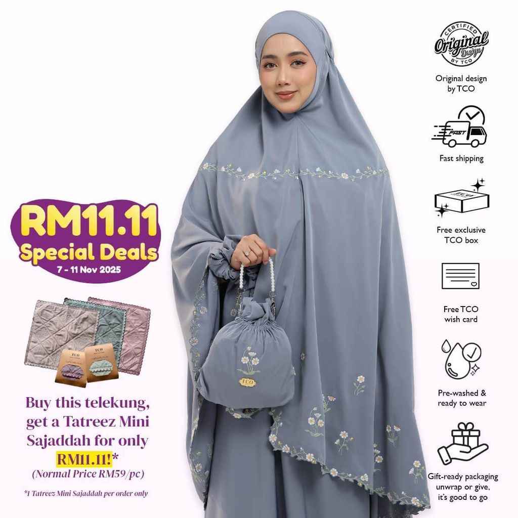 01_Telekung TCO Daisy Luxe Icy Gray