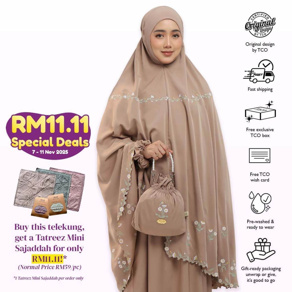 02_Telekung TCO Daisy Luxe Coco Mocha