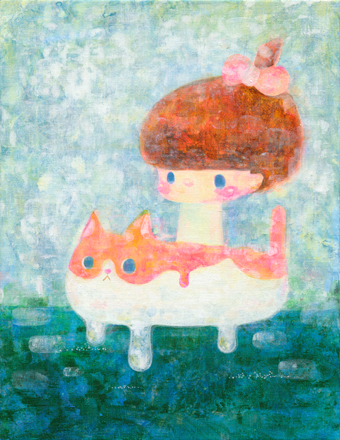 04漂浮貓貓.壓克力31X41。36,000