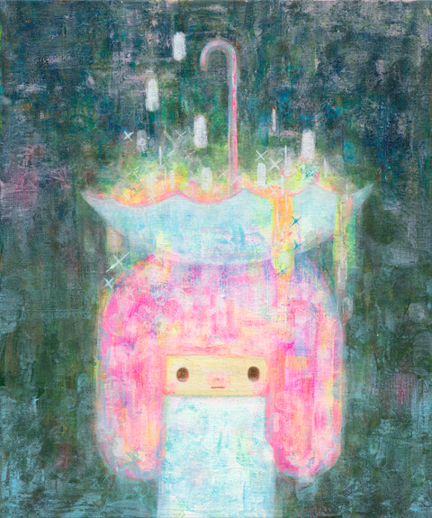 05天線女孩.壓克力.38X45。40,000