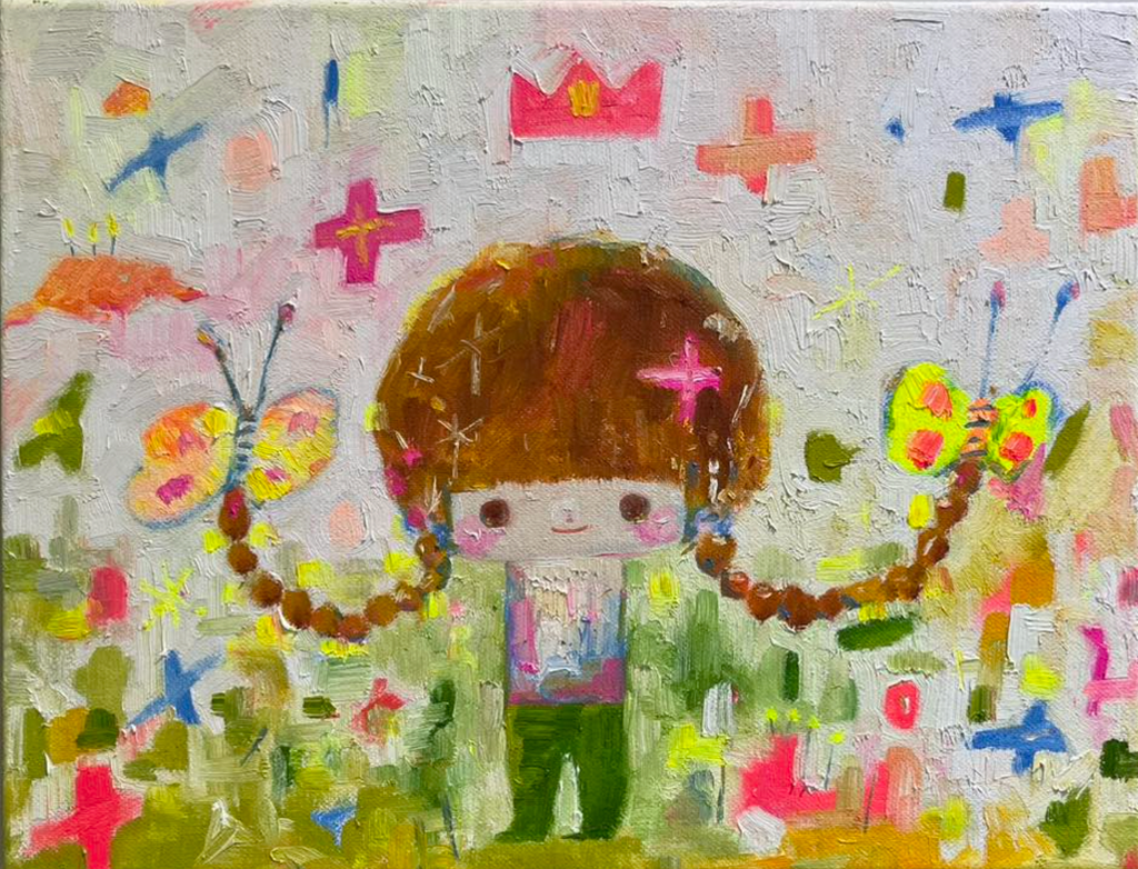 11蝴蝶與女孩.油畫.27X35。30,000