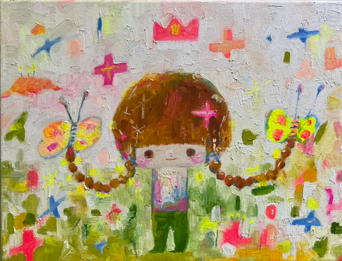 11蝴蝶與女孩.油畫.27X35。30,000