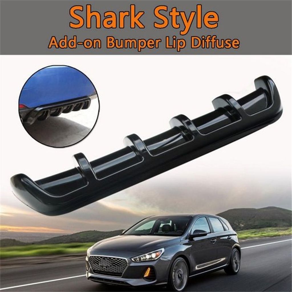 universal-lower-rear-body-bumper-diffuser-shark-fin-kit-pu-spoiler-black