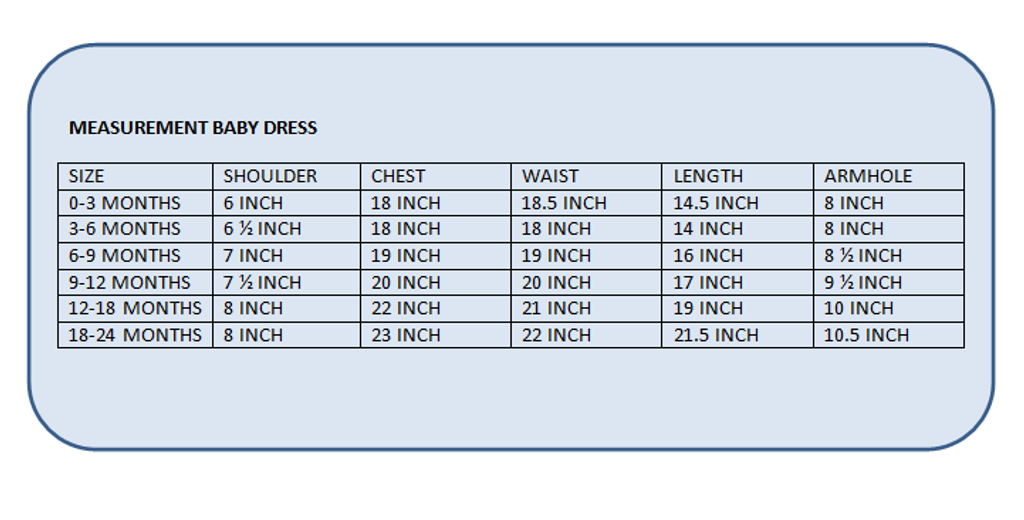 measurement baby dress