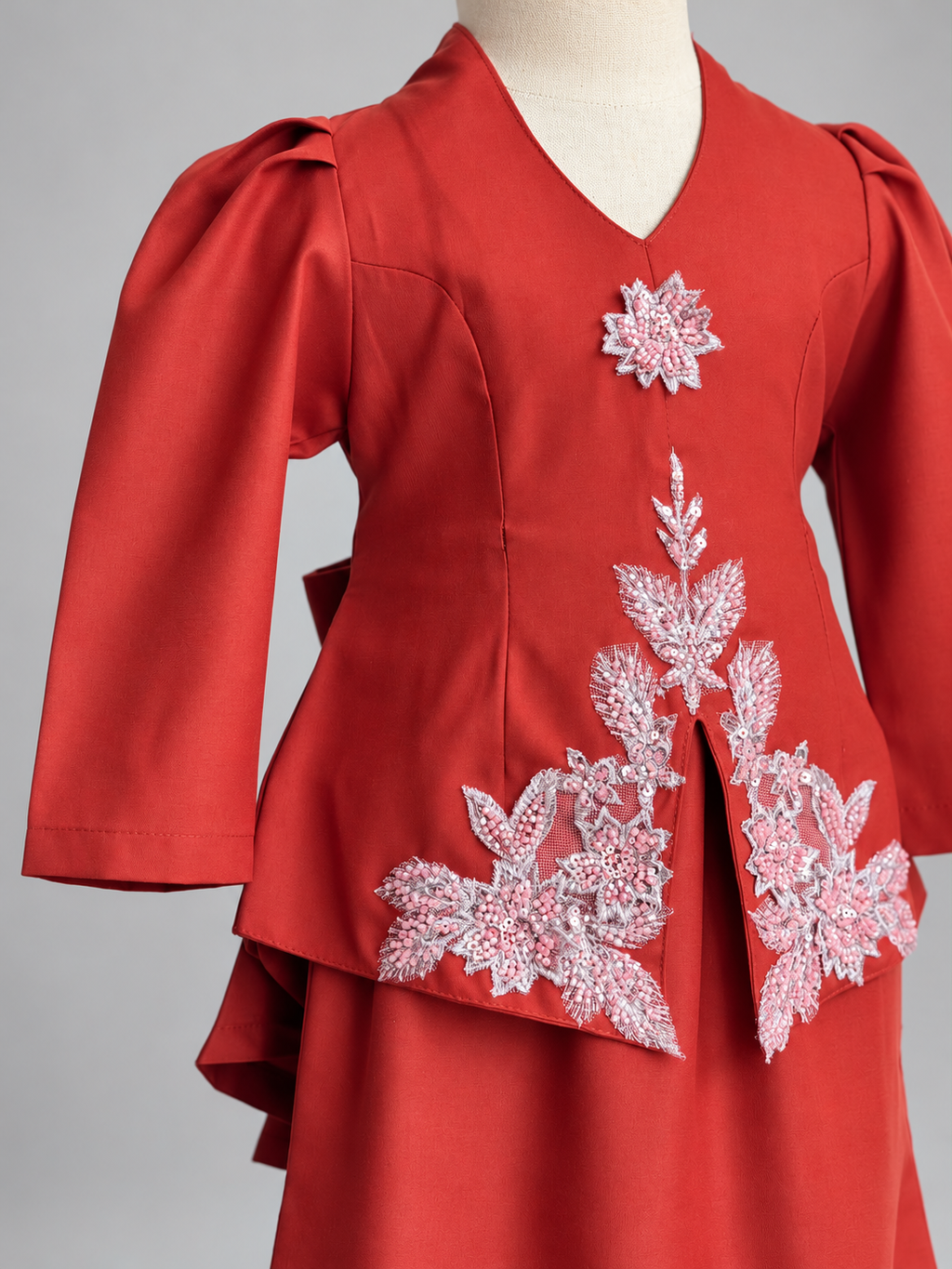 Embroidered Brick-Red Formal Ensemble