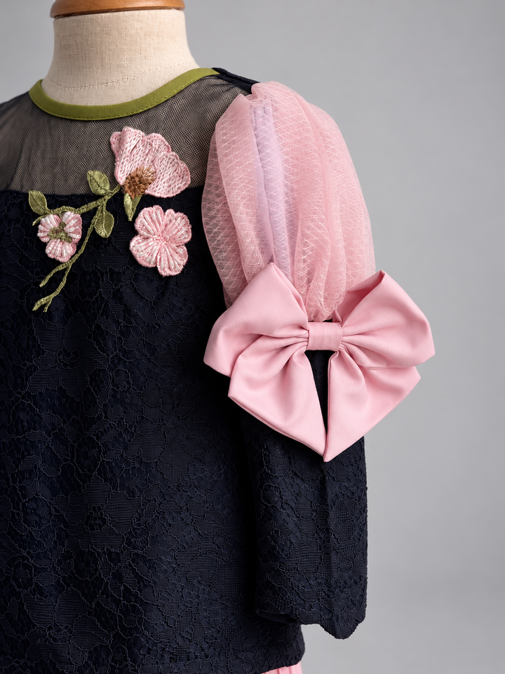 Blush Bow Lace Dress Detail