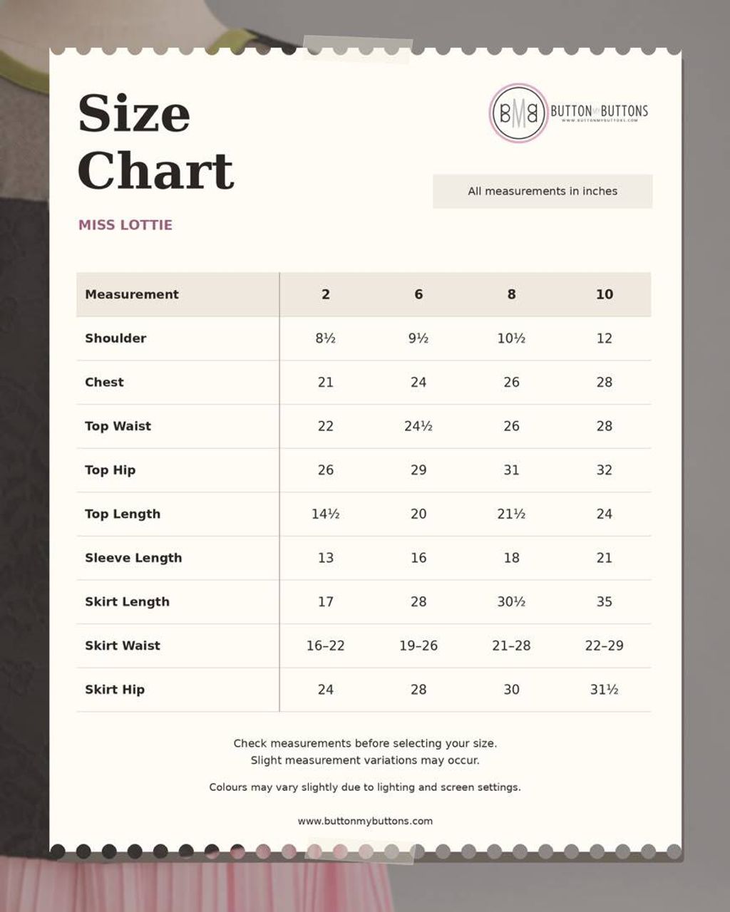size chart