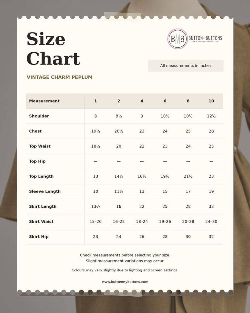 SIZE CHART