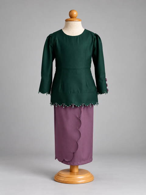 Emerald and Mauve Beaded Ensemble