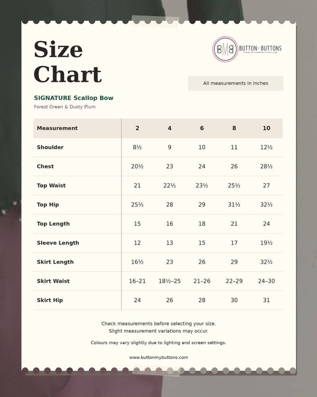 SIZE CHART 