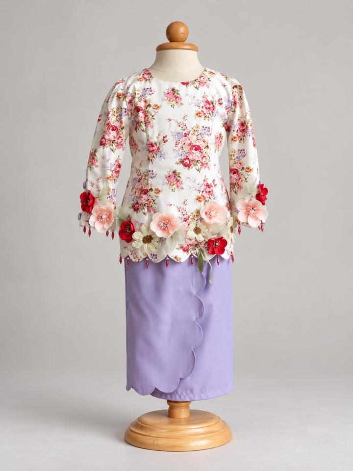 Floral Embellished Kebaya on Wooden Mannequin
