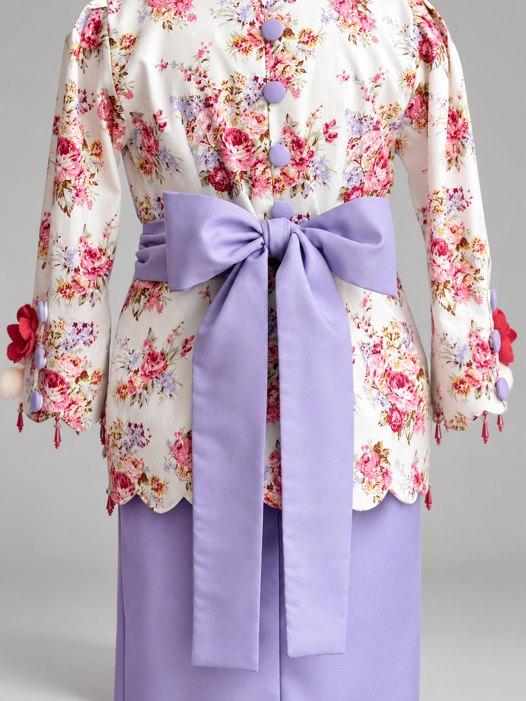 Pastel Floral Ensemble with Lavender Bow
