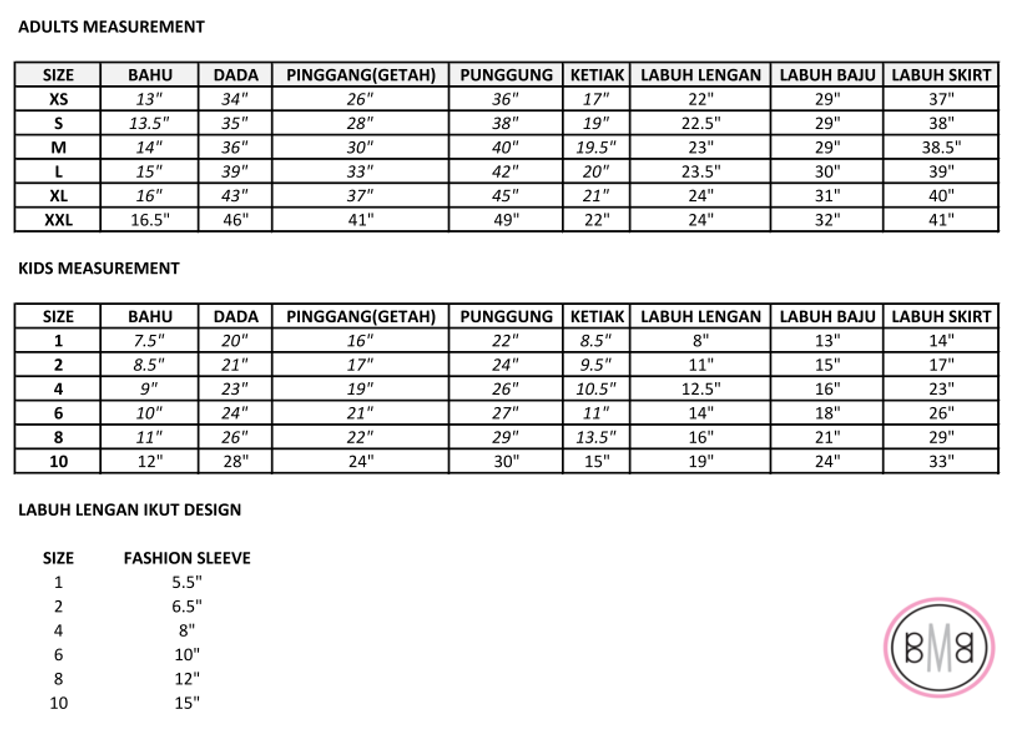 adult and kid measurement