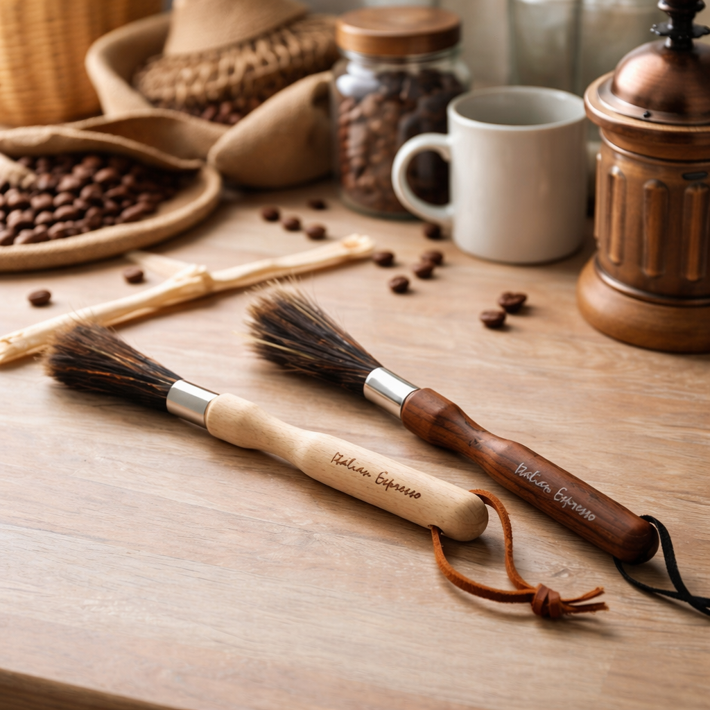 咖啡清潔刷與木質擺設