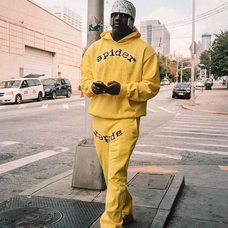 Sp5der 555555 Pants Hoodie trousers sweater set yellow – Go FLEX
