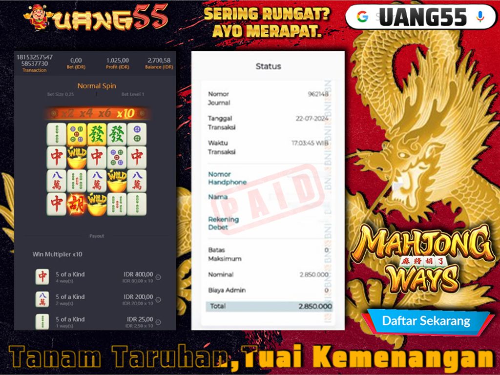 TESTI Uang55 23 juli 2024