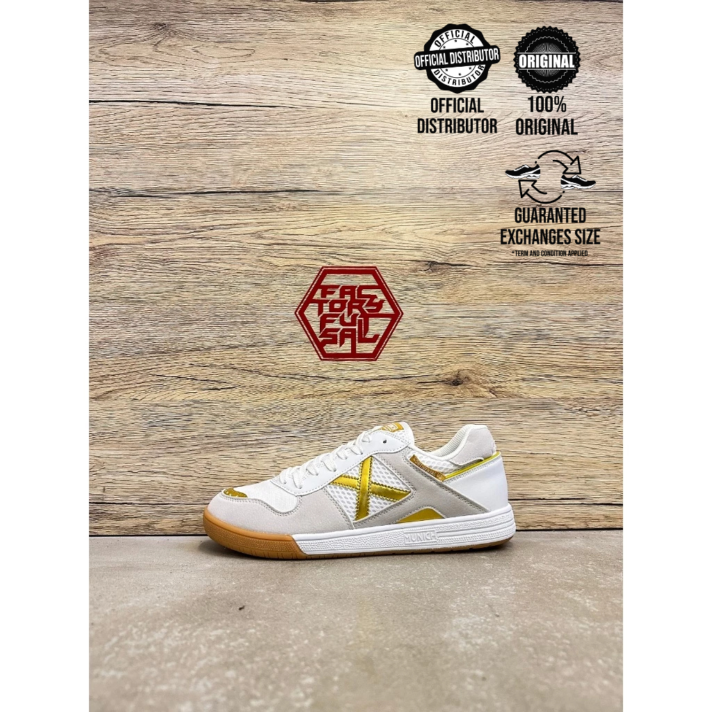 MUNICH XM-V2 (43) CONTINENTAL (WHITE/GOLD) KASUT FUTSAL