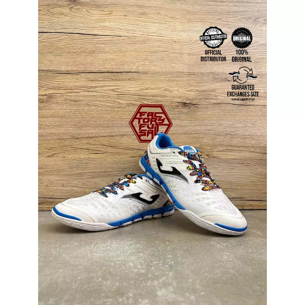 JOMA 2254 SUPER REGATE WHITE/BLUE KASUT FUTSAL SHOES – Factory Futsal