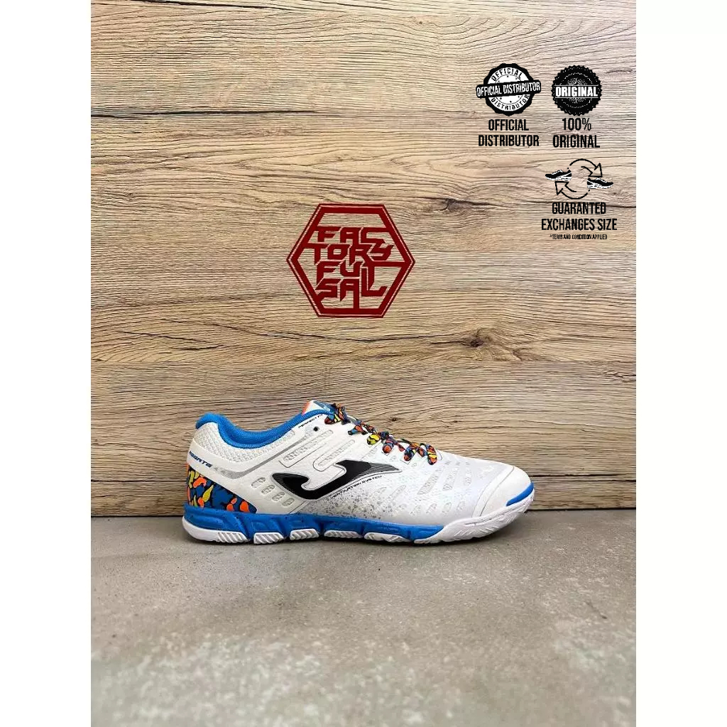 JOMA 2254 SUPER REGATE WHITE/BLUE KASUT FUTSAL SHOES – Factory Futsal