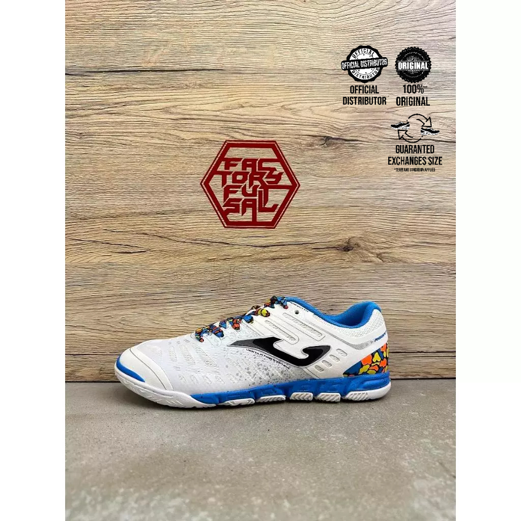 JOMA 2254 SUPER REGATE WHITE/BLUE KASUT FUTSAL SHOES – Factory Futsal