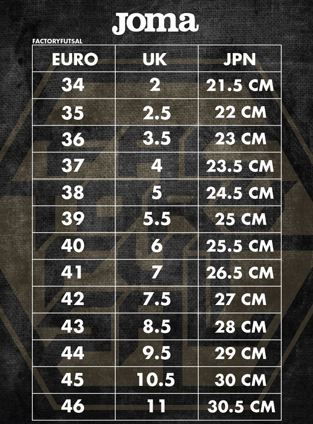 JOMA (SIZE CHART) - Copy