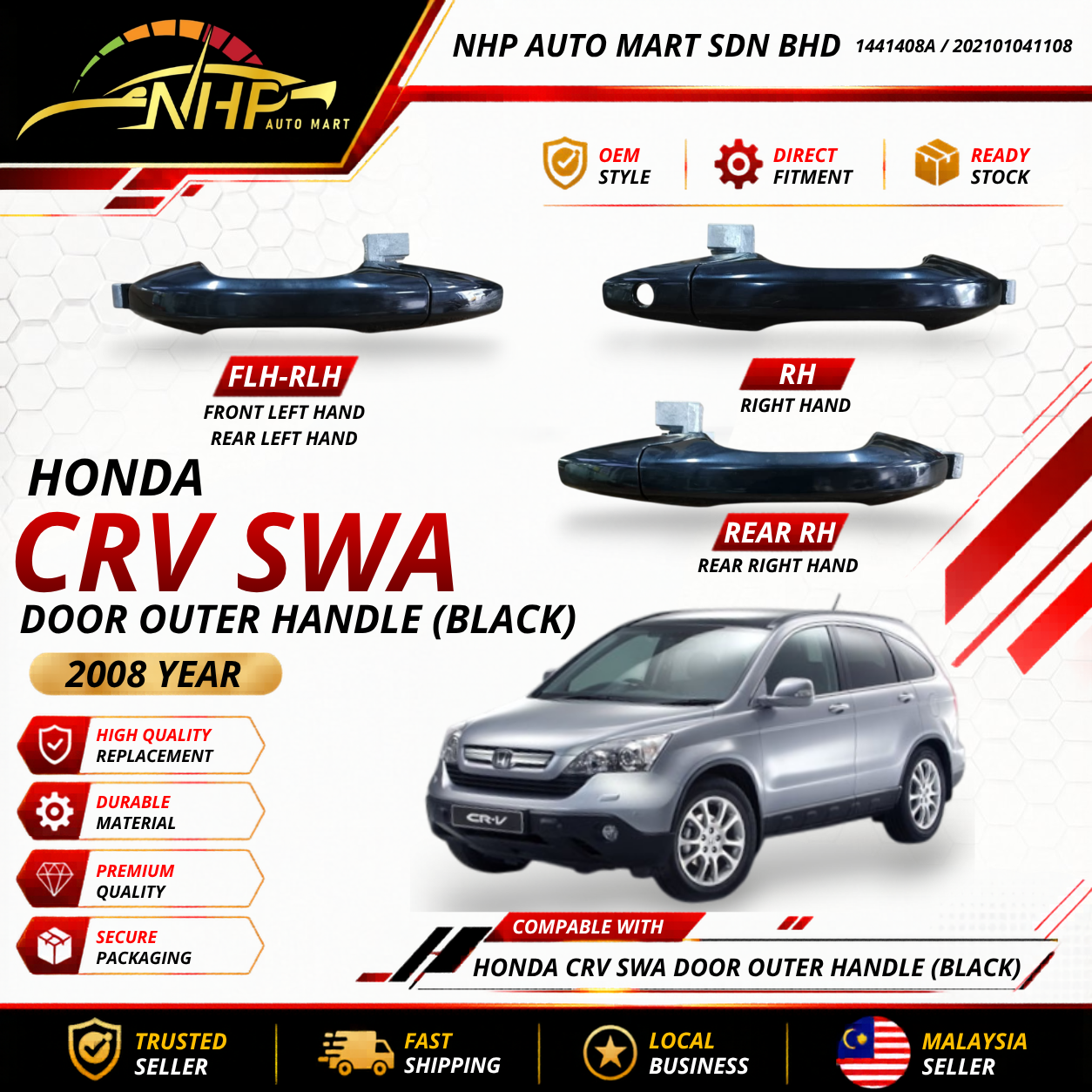 72140-SWA-A01 FR HD-SWA-22021 FL=RL HD-SWA-22051 RR NHP
