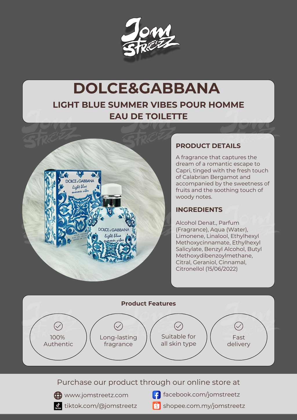 DOLCE&GABBANA LIGHT BLUE SUMMER VIBES POUR HOMME EAU DE TOILETTE