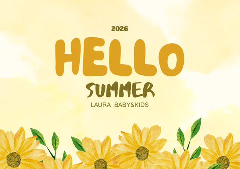 Yellow Illustration Watercolor Hello Summer A3 