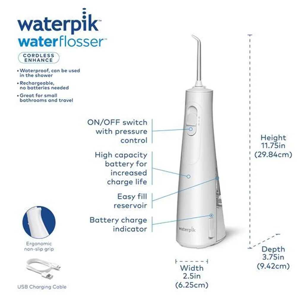 features-dimensions-waterpik-cordless-enhance-wf-21w010-white