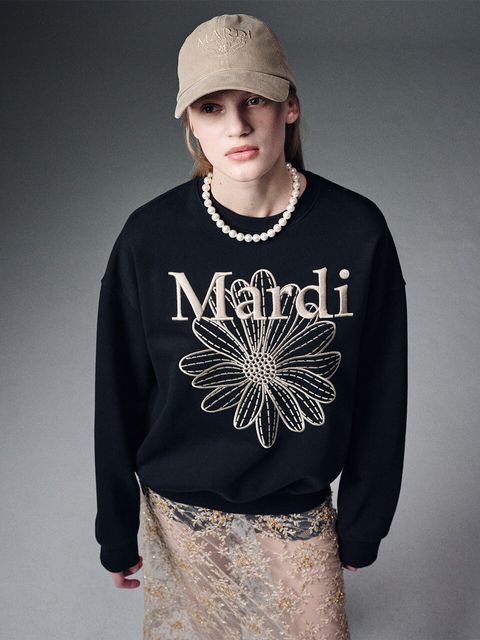 MARDI-MERCREDI-Sweatshirt-Flowermardi-Needlework-black-beige