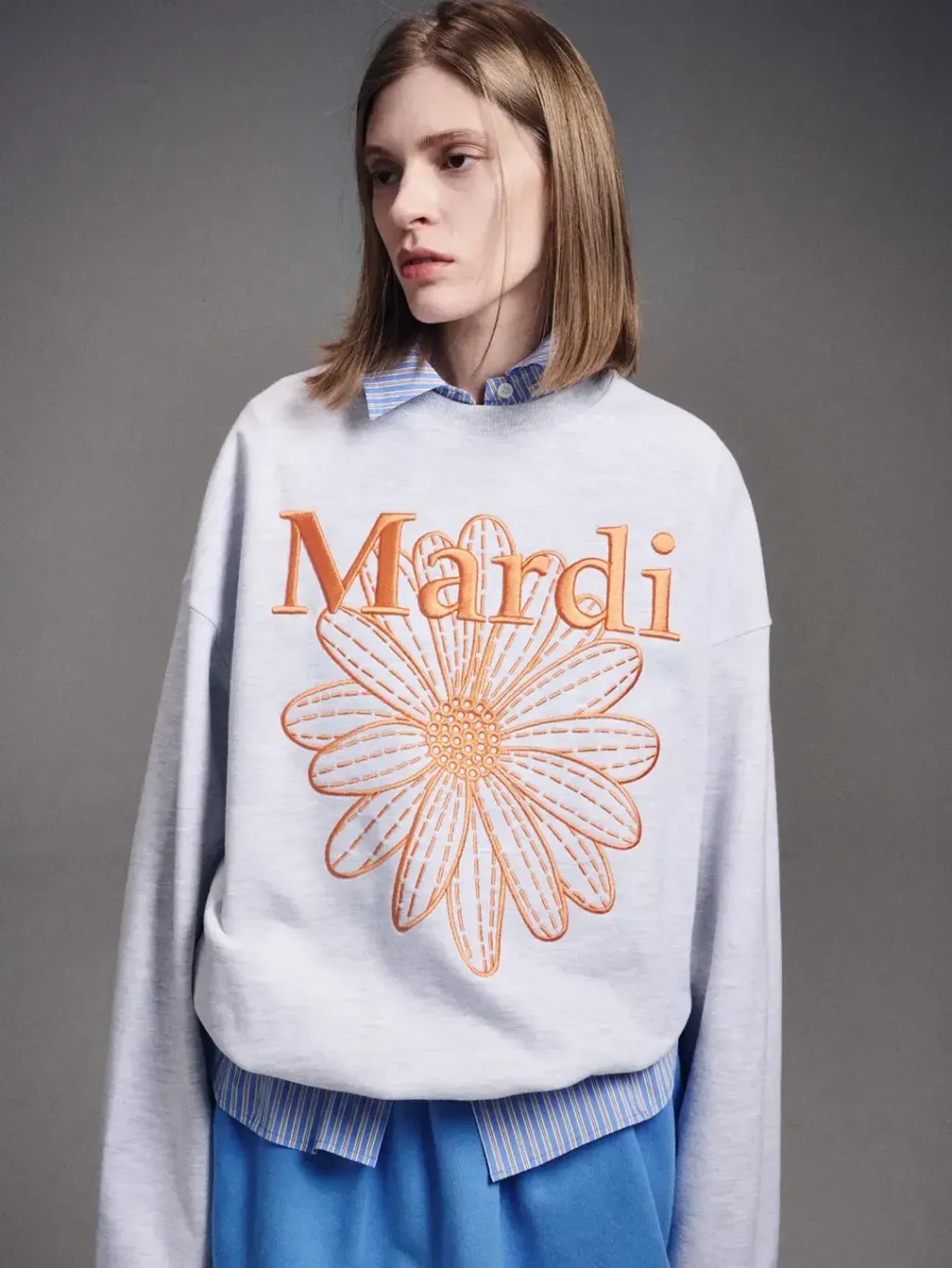 mardimercredi-sweatshirtflowermardineedleworkheatherorange-CDS15582492-3