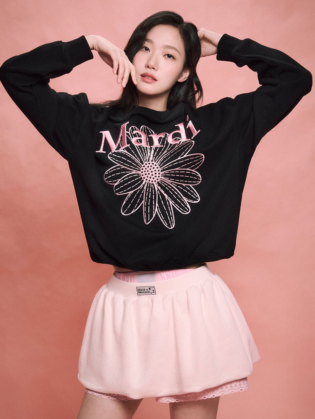 MARDI-MERCREDI-Sweatshirt-Flowermardi-Needlework-black-pink