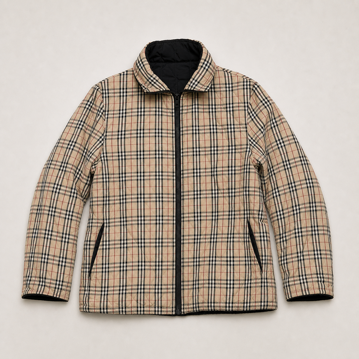 Burberry London Classic Nova Check Reversible Quilted Zip Up