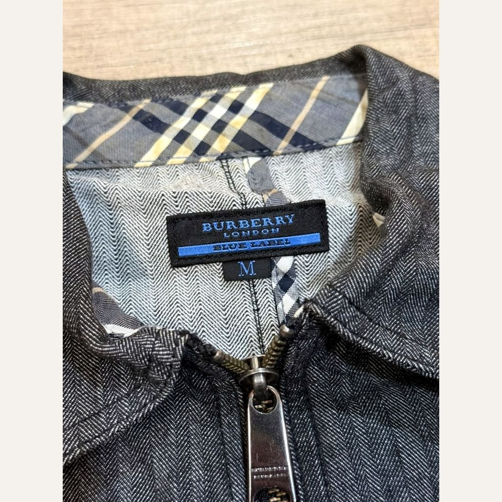 BURBERRY BLUE LABEL GREY DENIM ZIP JACKET M – 2nd Market