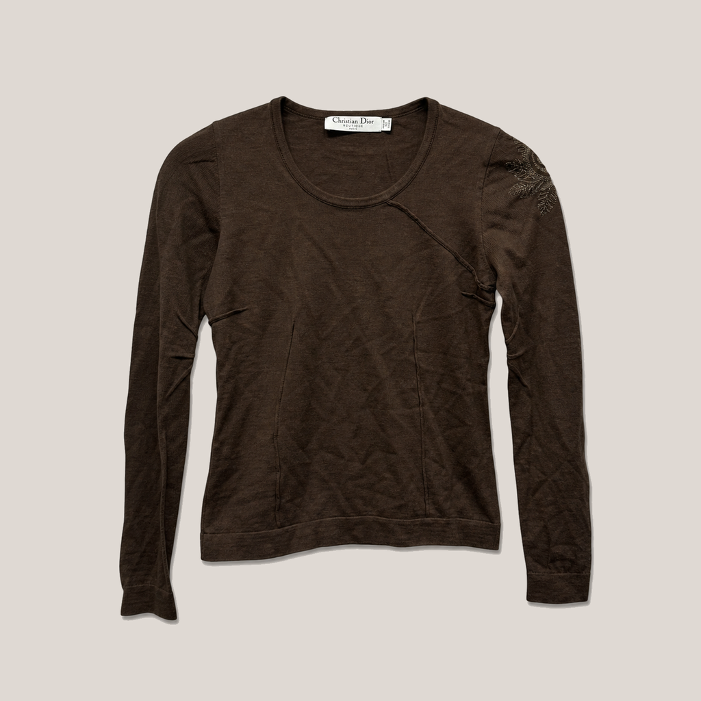 40_2NDLL0710005_christian_dior_boutique_brown_long_sleeve_top_hanger_removed_preview