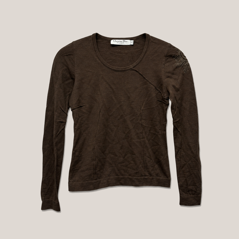 40_2NDLL0710005_christian_dior_boutique_brown_long_sleeve_top_hanger_removed_preview