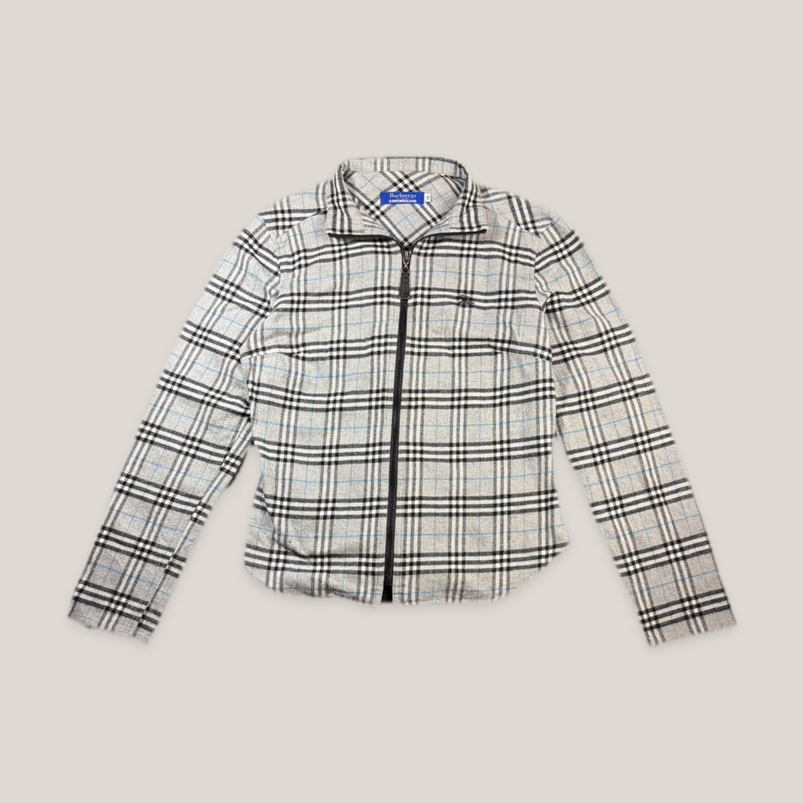 WOMEN'S BURBERRYS BLUE LABEL GRAY NOVA CHECK ZIP-UP JACKET MADE IN