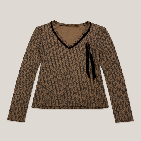 011_2NDB0813011_early_2000s_christian_dior_brown_trotter_monogram_v_neck_long_sleeve_top_catalog_final