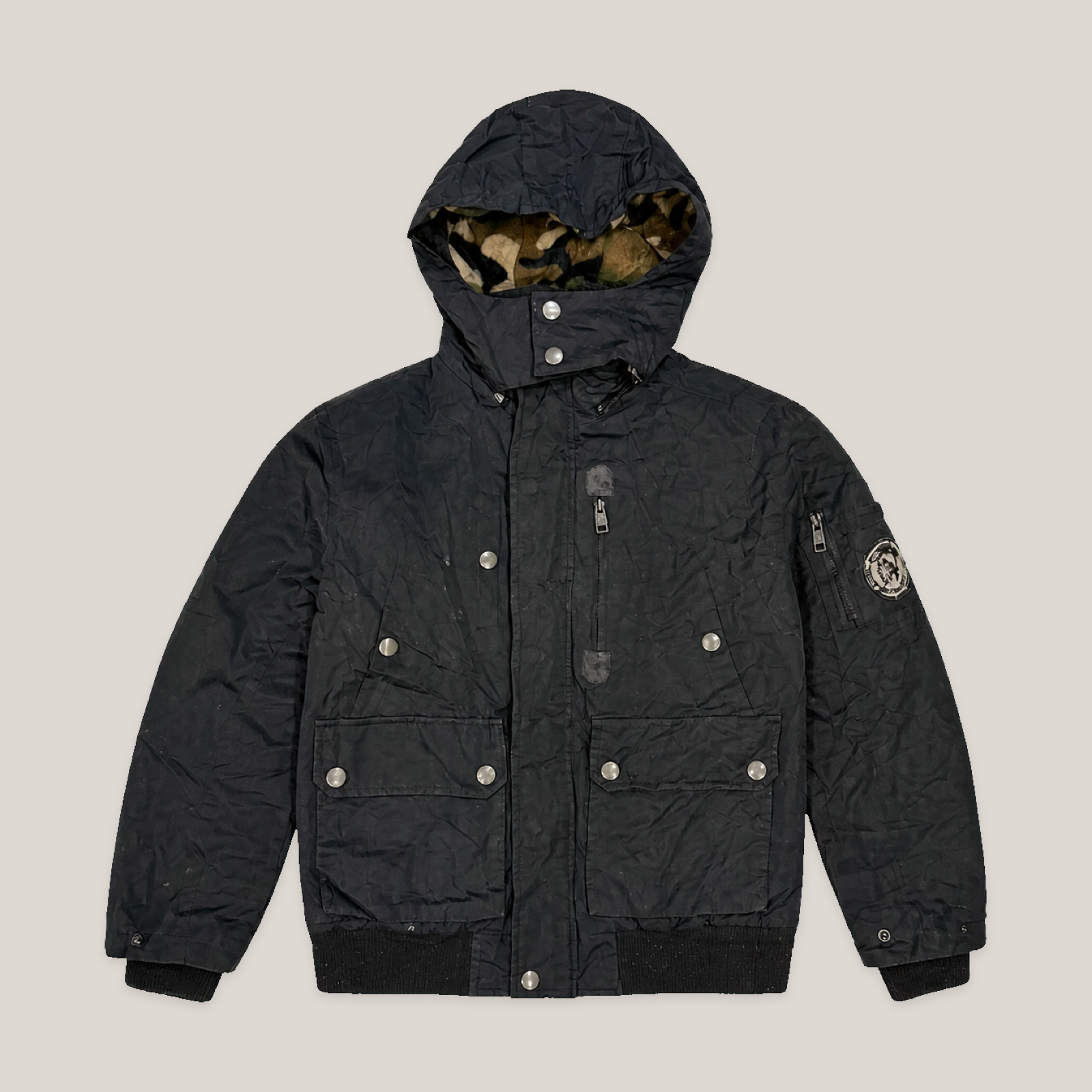 DIESEL BLACK PADDED HOODED JACKET – 2nd Market