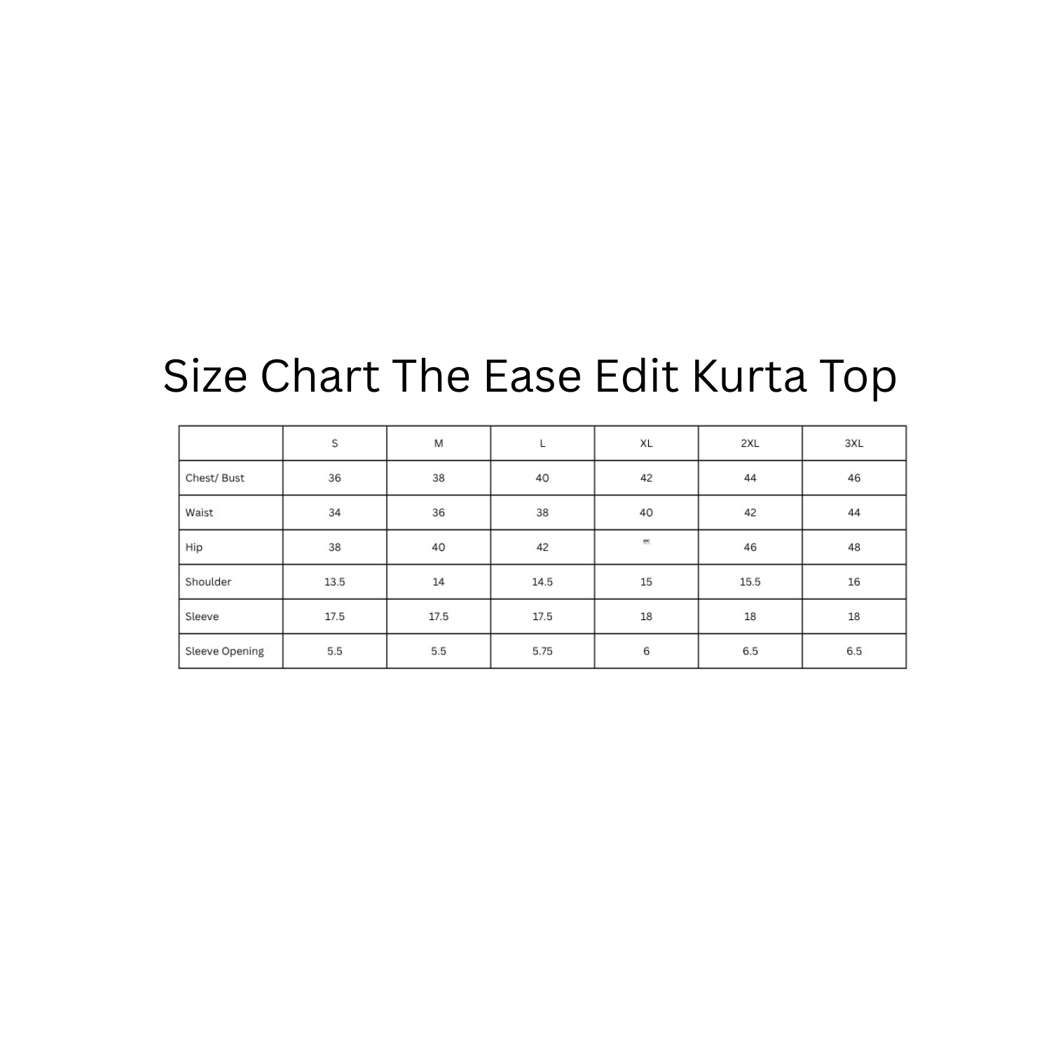 Size Chart The Ease Edit Kurta Top_20251219_095341_0000