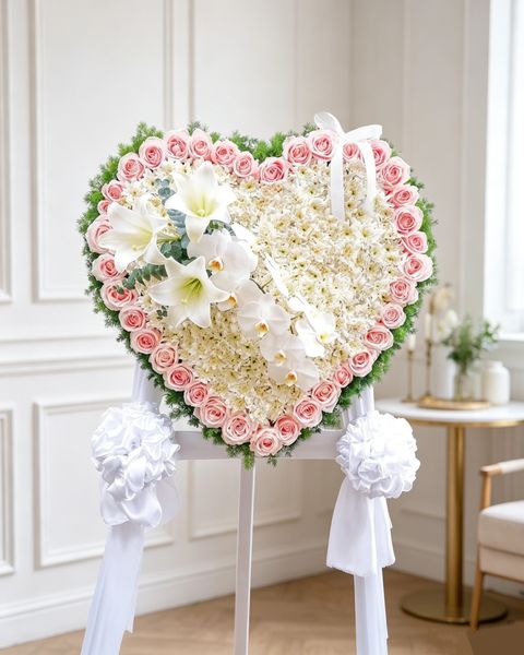 Heart Shaped Condolences Flower Stand