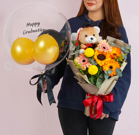 Carol Graduation Bouquets + Balloon Set