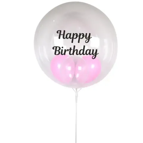 Pink Birthday Bubble Balloon (No Helium)