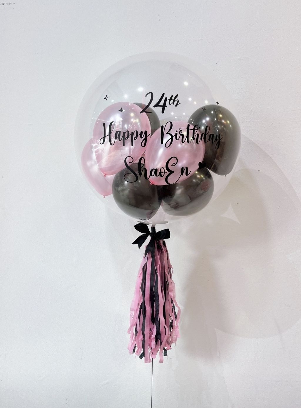 Pink and Black Helium Balloon